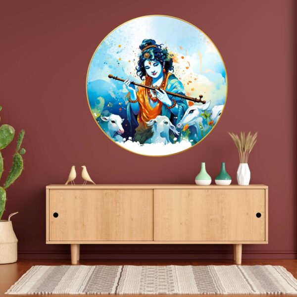 Wall Painting for Wall Decoration with Frame Sparkle Glossy Round Golden Framed Large Painting Office, Living Room, Bedroom, Home Decoration - Image 2